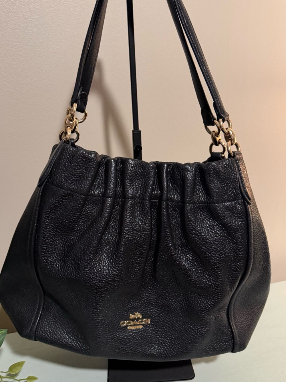 Coach Maya Black Leather Shoulder Bag EUC C1454